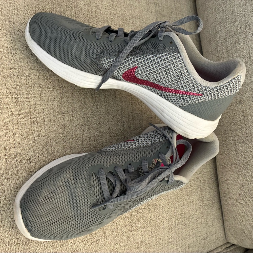 Nike Gray and Red Athletic Shoes